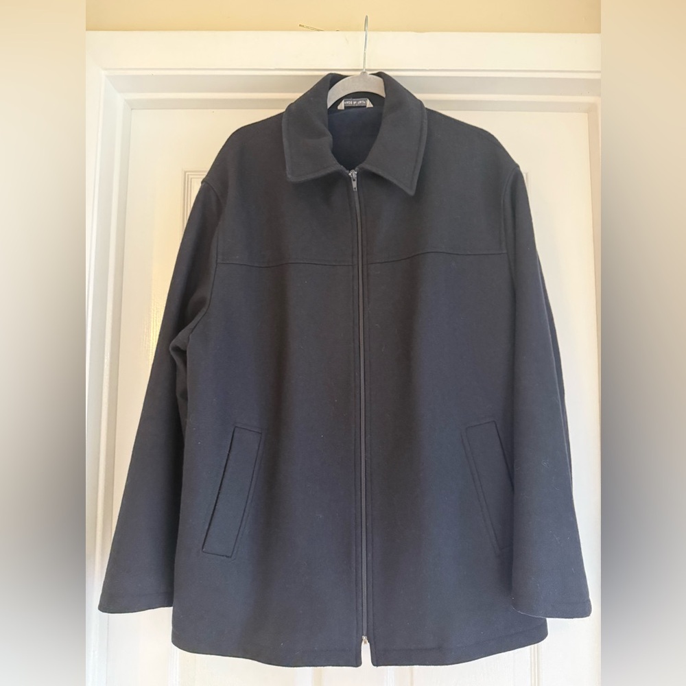 Dulce Habana Made in Italy 100% Wool Jacket Men's 52 L Black Zip Up Car Coat